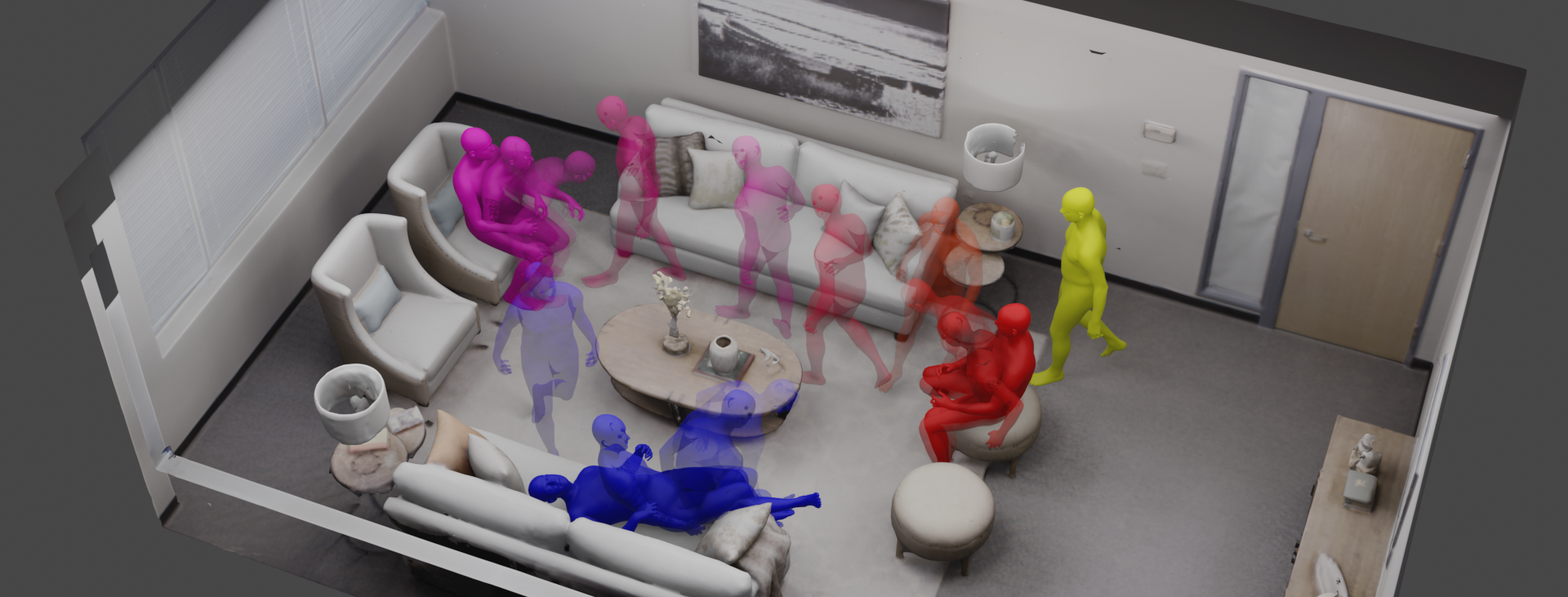 DIMOS: Synthesizing Diverse Human Motions in 3D Indoor Scenes